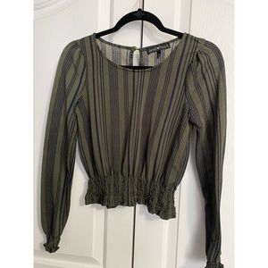 Lovely hunter green and navy striped top